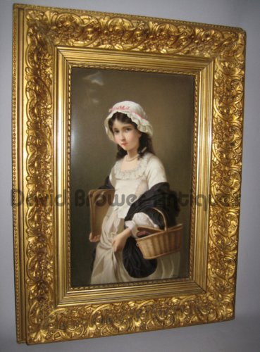 KPM Plaque of a girl with a basket