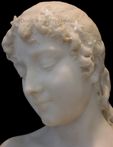 Italian Marble bust of a young lady signed and dated by the artist Lapini