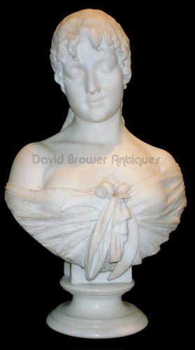 Italian Marble bust of a young lady signed and dated by the artist Lapini