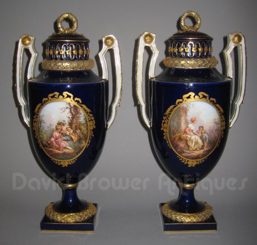 Pair of Meissen Watteau vases